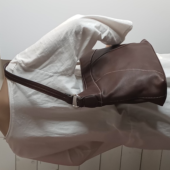 Sears- All Leather Shoulder Bag -Y2K/Bohemian/Minimalist- Brown - Picture 3 of 15